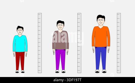 Tre uomini sono in piedi uno accanto all'altro, con l'uomo più alto al centro. L'immagine è in bianco e nero e ha un umore un po' cupo Illustrazione Vettoriale