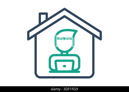 Icona lavoro remoto. stile icona linea. icona relativa al vantaggio. illustrazione vettoriale degli elementi aziendali Illustrazione Vettoriale