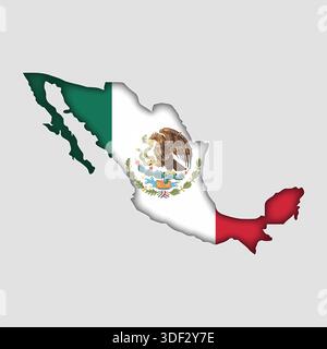 Mappa DEL MESSICO con bandiera nel corpo Illustrazione Vettoriale