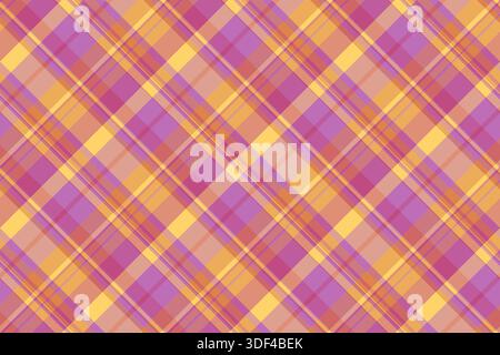 Tessuto rustico con motivo a quadri, sfondo a quadri asimmetrico senza cuciture. Tessuto Tartan vettoriale con texture per gentiluomo, con colori rosso e rosa. Illustrazione Vettoriale