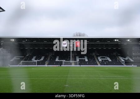 Una vista generale all'interno del Craven Cottage davanti alla partita del terzo turno della Coppa degli Emirati Arabi tra Fulham e Middlesbrough al Craven Cottage, Londra, sabato 10 gennaio 2026. (Foto: Tiego Grenho | notizie MI) credito: MI News & Sport /Alamy Live News Foto Stock