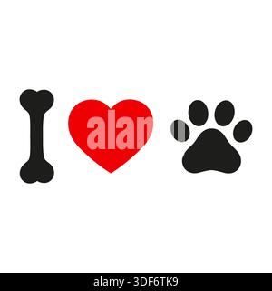 simbolo grafico vettoriale love dog su sfondo bianco Illustrazione Vettoriale