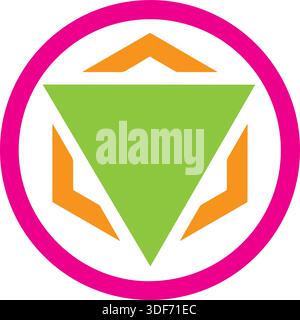 Freccia a triangolo con logo aziendale geometrico astratto Illustrazione Vettoriale