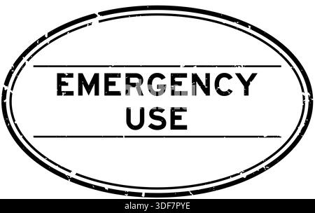 Nero grunge parola per uso di emergenza timbro ovale guarnizione in gomma su sfondo bianco Illustrazione Vettoriale