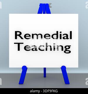 Illustrazione 3D di un treppiede, che mostra lo script Remedial Teaching. Foto Stock