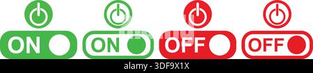 Interruttori a levetta di accensione e spegnimento con simboli del pulsante di accensione Illustrazione Vettoriale