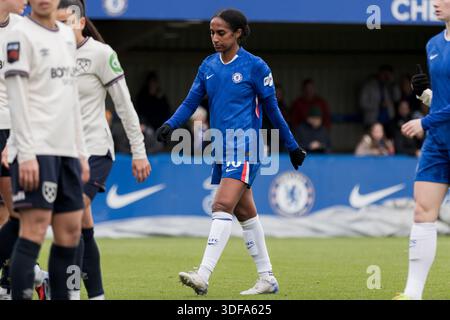 Londra, Regno Unito. 11 gennaio 2026. Naomi Girma del Chelsea FC Women durante il Barclays Women's Super League match tra Chelsea Women e West Ham United Women al Kingsmeadow Stadium.Credit: Suzanne Lycett/Alamy. Foto Stock