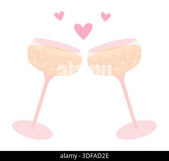 Bicchieri da champagne con cuore Illustrazione Vettoriale