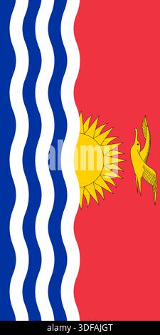 Bandiera verticale Kiribati nei colori ufficiali, nelle dimensioni e nelle proporzioni. Bandiera vettoriale che simboleggia l'orgoglio nazionale, l'identità, il patrimonio, il patriottismo e l'autorità Illustrazione Vettoriale