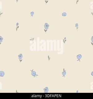 Rose piccole blu con motivo floreale senza cuciture Illustrazione Vettoriale
