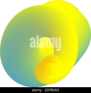 Vivace forma astratta a spirale 3D con sfumature gialle e turbolente su sfondo bianco Illustrazione Vettoriale