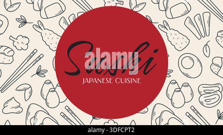 Banner cucina giapponese grafica vettoriale Illustrazione Vettoriale