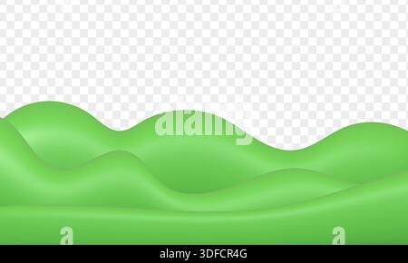 Campo verde 3D con colline e montagne isolate su trasparente Illustrazione Vettoriale