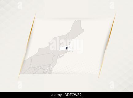Mappa del Massachusetts con i colori della bandiera nazionale. Illustrazione vettoriale. Illustrazione Vettoriale