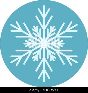 Icona dell'etichetta del fiocco di neve blu rotondo Illustrazione Vettoriale