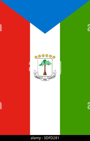 Bandiera verticale della Guinea equatoriale nei colori ufficiali, nelle dimensioni e nelle proporzioni. Bandiera vettoriale che simboleggia l'orgoglio nazionale, l'identità, il patrimonio, il patriottismo e l'autorità Illustrazione Vettoriale
