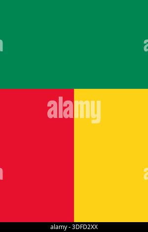 Bandiera verticale Benin nei colori ufficiali, nelle dimensioni e nelle proporzioni. Bandiera vettoriale che simboleggia l'orgoglio nazionale, l'identità, il patrimonio, il patriottismo e l'autorità Illustrazione Vettoriale