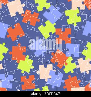 Motivo vibrante con pezzi di puzzle. Rompicapo multicolore. Ottimo sfondo per imballaggi, copertine e sfondi. Illustrazione vettoriale Illustrazione Vettoriale