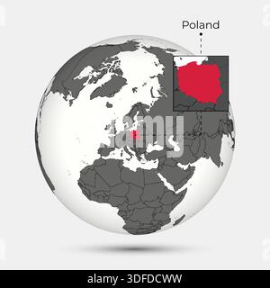 Mappa della Polonia con posizione sul globo Illustrazione Vettoriale