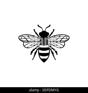 modello vettoriale Honey Bee. Ape vintage per logo, etichetta, sublimazione, adesivo. Illustrazione Vettoriale