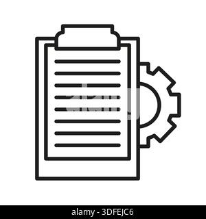 Icona attività progetto. Simbolo del rapporto tecnico. Piano di gestione Vector. Elenco di controllo delle impostazioni. Illustrazione Vettoriale