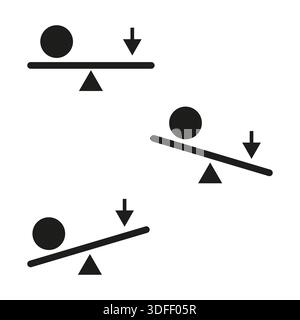 Icona bilancia. Simbolo della leva del peso. Vettore di confronto fisico. Segnale leggero pesante. EPS 10. Illustrazione Vettoriale
