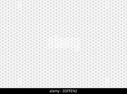 Griglia isometrica. Linee guida nere isolate su sfondo bianco. Foglio per notebook vuoto. sfondo prospettiva 3d. Matematica, modello tipografico per Illustrazione Vettoriale