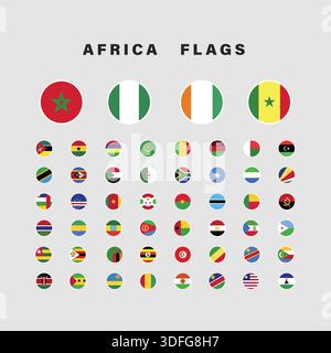 Set di bandiere africane con forma arrotondata Illustrazione Vettoriale