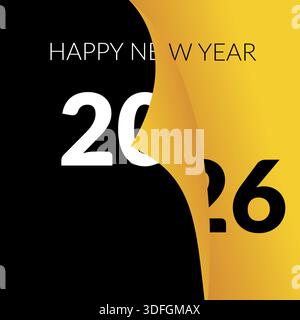 Buon Natale e felice anno nuovo 2026, dorato. Testo decorativo. Modello di progettazione grafica isolato astratto. Illustrazione Vettoriale