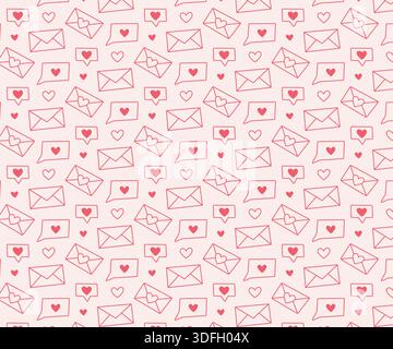 Lo schema di Doodle ama le lettere. Sfondo isolato. Icone vettoriali. Illustrazione Vettoriale