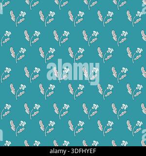 Motivo Sprig folcloristico color azzurro Illustrazione Vettoriale