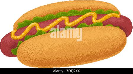 Illustrazione Hot Dog con Mustard Fast Food Illustrazione Vettoriale