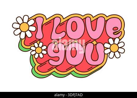 Valentine, ti amo, citando decorazioni retrò Illustrazione Vettoriale