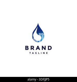 Icona rugiada con logo White Water Reflection. Gocce d'acqua blu con logo White Light Reflection. Illustrazione Vettoriale