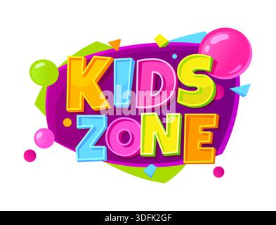 Area giochi per bambini, icona divertente o etichetta Illustrazione Vettoriale