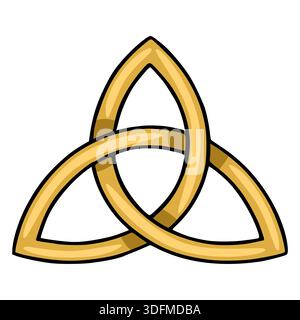 Illustrazione vettoriale Golden Celtic Triquetra, simbolo della trinità e dell'eternità Illustrazione Vettoriale