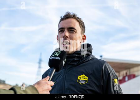 Alicante, Spagna. 13 gennaio 2026. Francese Christophe Laporte nella foto durante la presentazione del Team Visma-Lease a Bike Cycling Team ad Alicante, Spagna, martedì 13 gennaio 2026. BELGA FOTO DAVID PINTENS credito: Belga News Agency/Alamy Live News Foto Stock