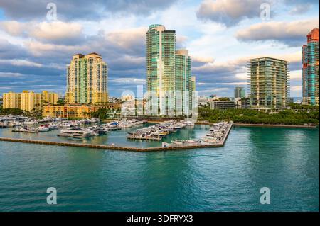 Yacht Marina a South Pointe Park, Miami Beach, Florida Foto Stock