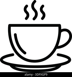 Immagine di una tazza di caffè con vapore in uno stile minimalista in bianco e nero. Illustrazione Vettoriale