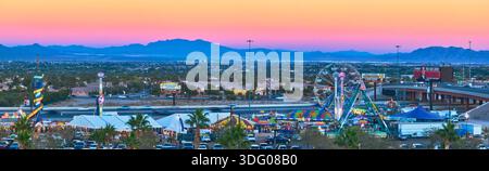 Fiera aerea di Las Vegas e Carnevale al Golden Hour Panorama Foto Stock