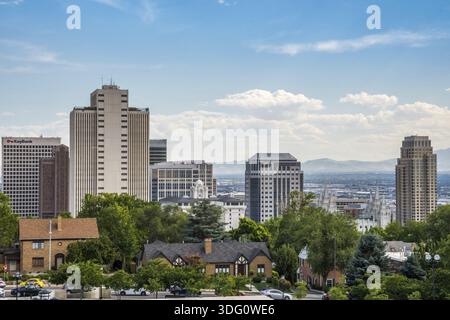 Salt Lake City, UT, USA - 5 agosto 2019: Una città famosa per il suo popoloso comune Foto Stock