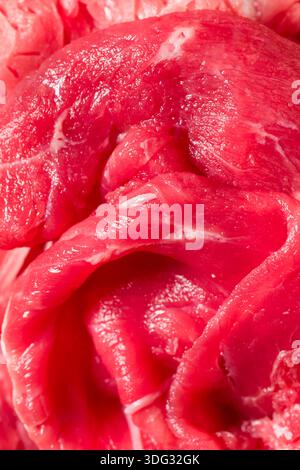 Carne di manzo rasata cruda con erba pronta per la cottura Foto Stock