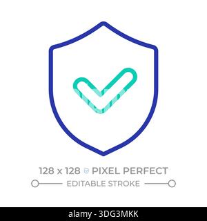 Icona a due linee di colore pixel Perfect per la conformità alla sicurezza Illustrazione Vettoriale