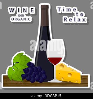 illustrazione sul tema vari vini naturali dolci e gustosi Illustrazione Vettoriale