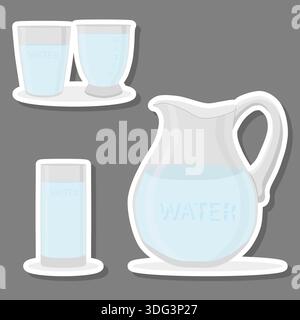 Illustrazione a tema varie dolci e gustose acque naturali Illustrazione Vettoriale