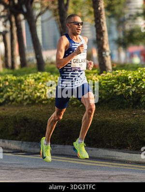 Maratona di Hong Kong Standard Chartered 2025, Central, Hong Kong, Cina Foto Stock