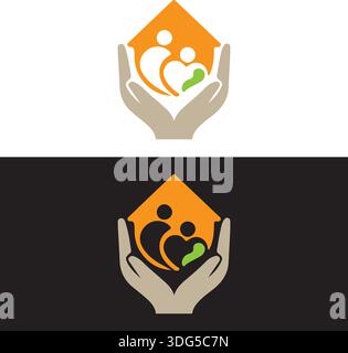 Family in Happy union logo icona design logo vettoriale Illustrazione Vettoriale