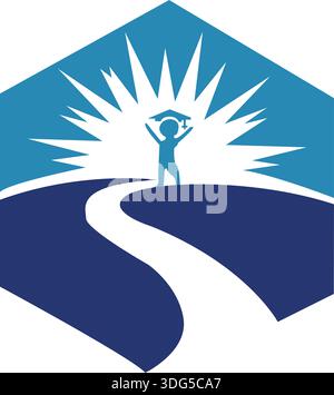 I laureati celebrano il design del logo vettoriale Illustrazione Vettoriale