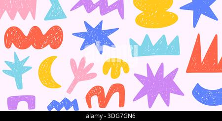 Il doodle scarabeo alla moda forma lo sfondo del collage Illustrazione Vettoriale