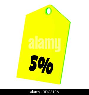 Prezzo giallo brillante che mostra uno sconto del 100%, isolato su sfondo bianco. Illustrazione vettoriale ideale per marketing e promozioni retail Foto Stock